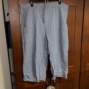 Drawstring Capri Pants light blue